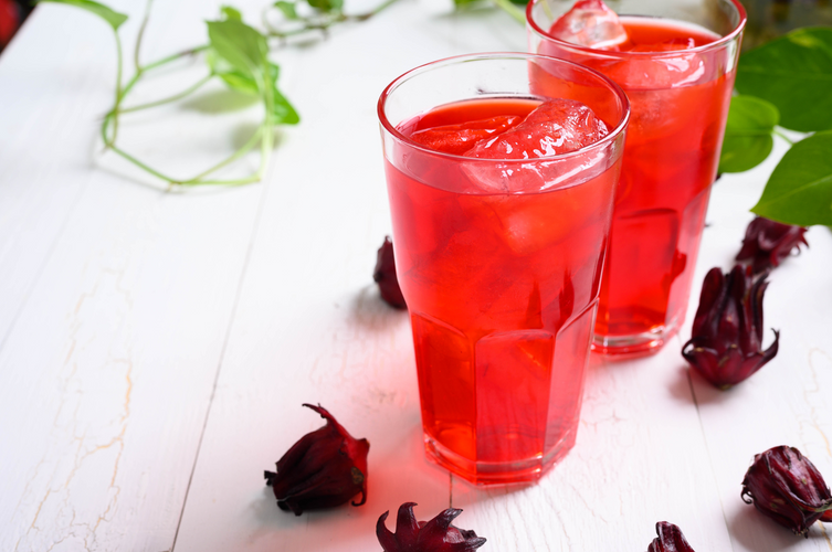 Two glasses of Strawberry Kiwi Hibiscus Tea
