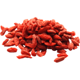 A pile of dried goji berries with a vibrant red color, known for their sweet taste and nutrition.