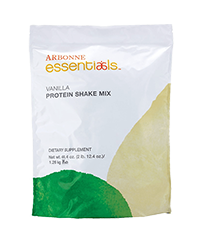 A pouch of Arbonne Essentials' vanilla protein shake mix.