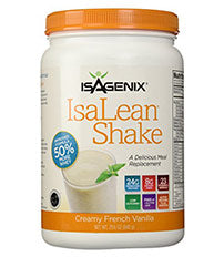 Isagenix IsaLean meal replacement shake in Creamy French Vanilla flavor.