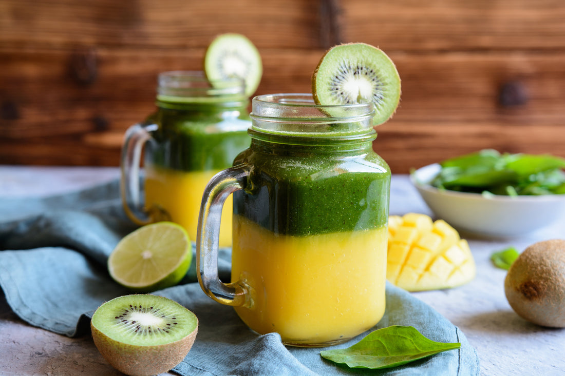 apple banana mango layered smoothie
