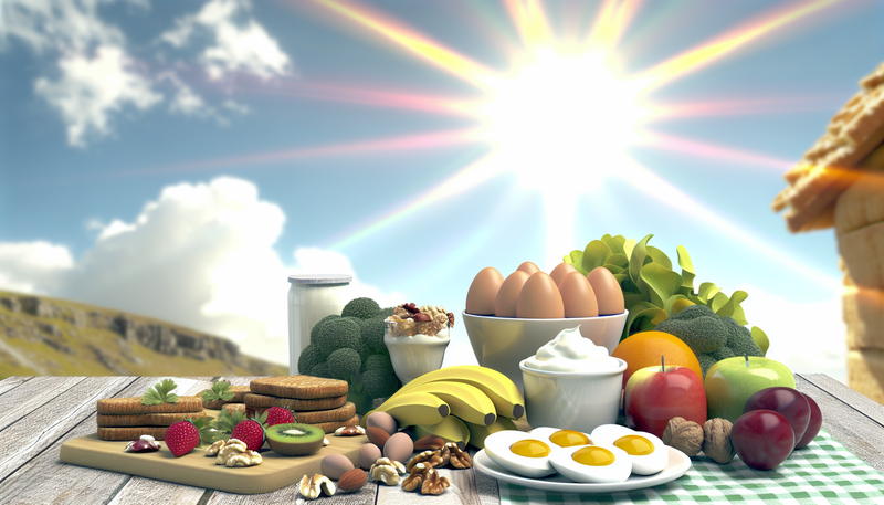 high protein foods and a bright sun