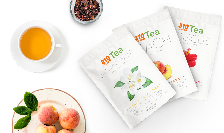 310 Teas in peach, hibiscus and jasmine mint flavors
