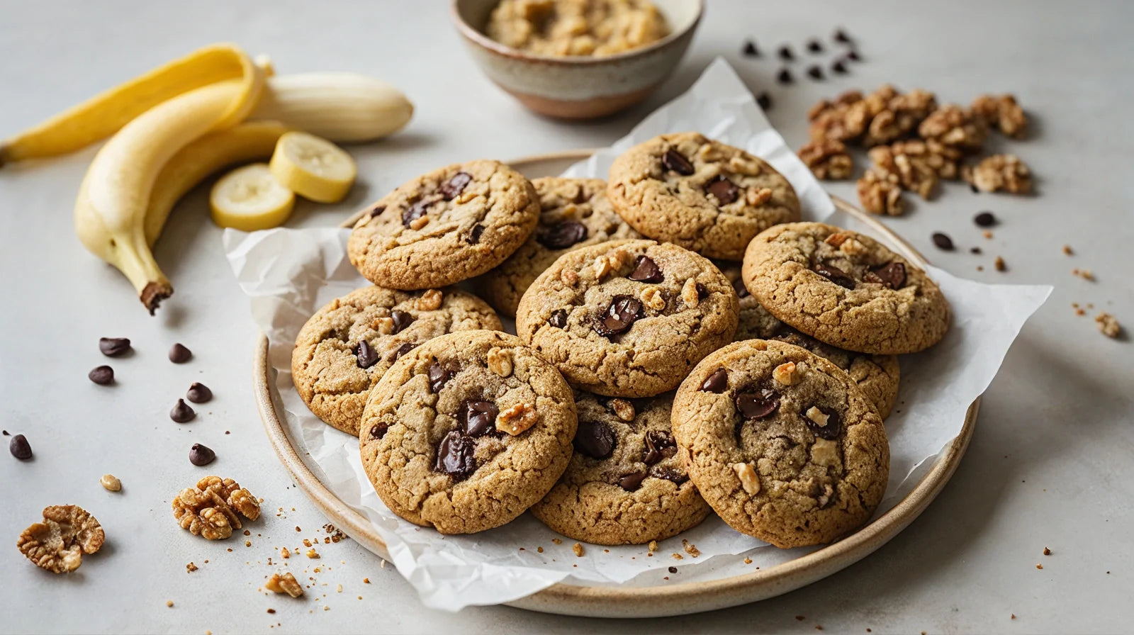 Banana Walnut Chocolate Chip Cookies Recipe