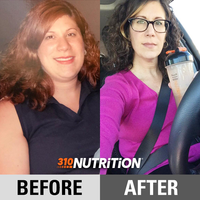 before-and-after weight loss transformation of Christine