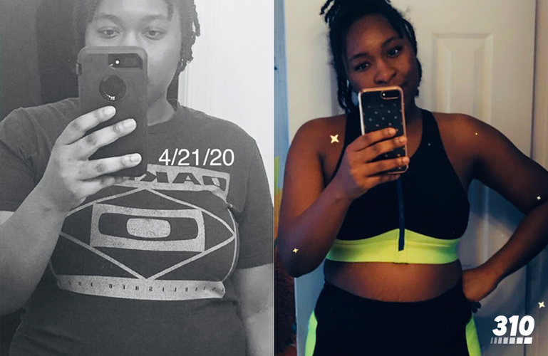 Christina's before-and-after weight loss comparison photo