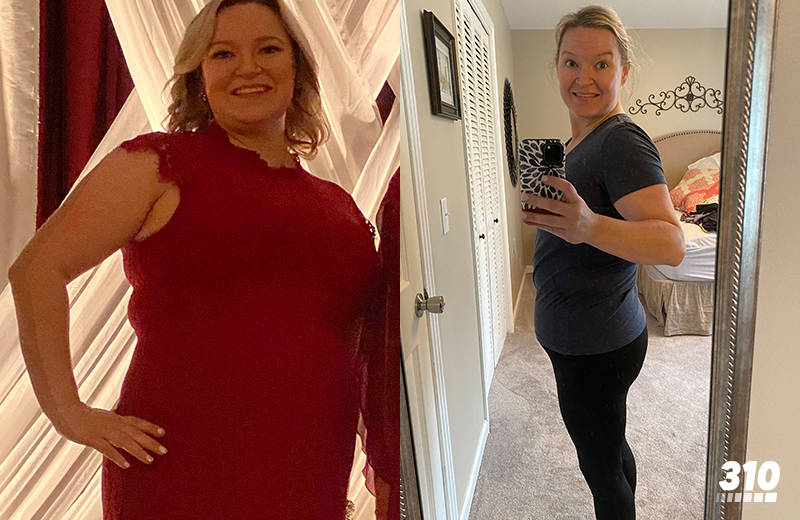 before-and-after weight loss progress of Heather