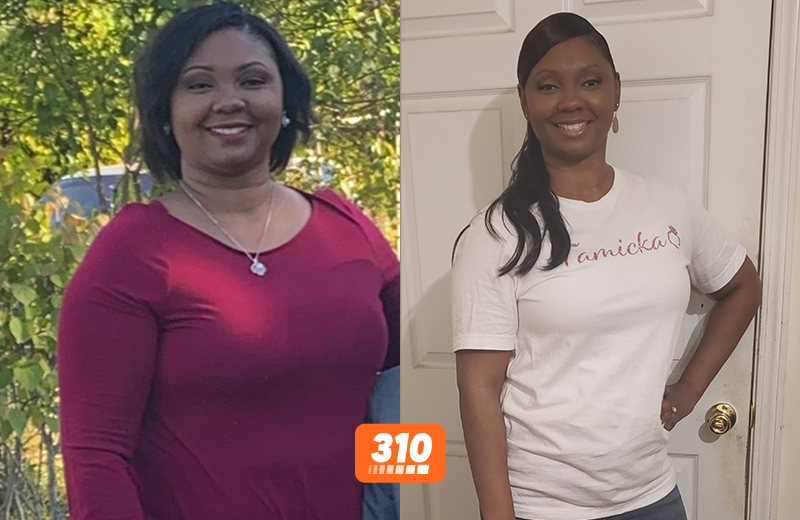 before-and-after photo of weight loss progress