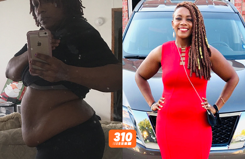 Kizzie's before-and-after weight loss progress