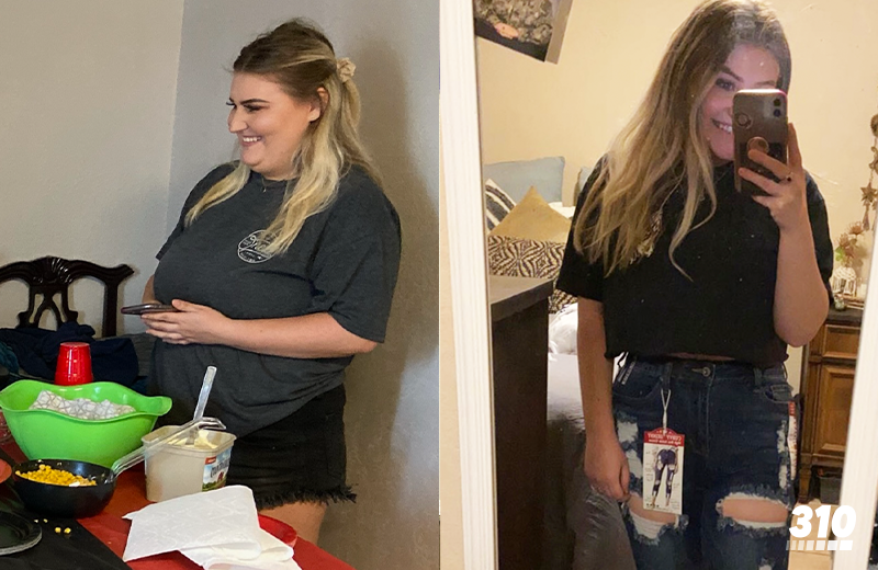 before-and-after weight loss transformation of Alexandra