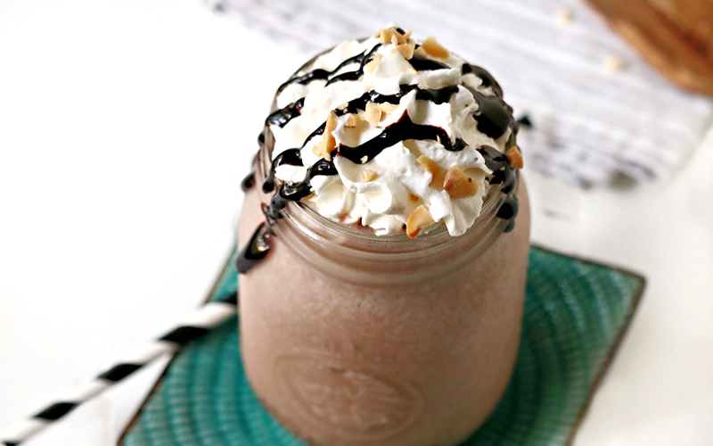 PB chocolate coconut shake topped with whipped cream