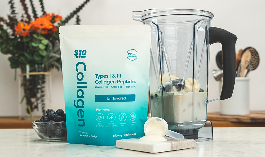 310 Collagen Peptides and a blender