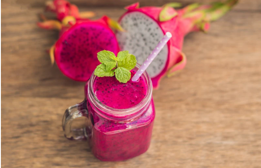 dragon berry smoothie in a mason jar