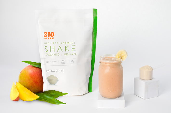 310 Unflavored Organic Meal Replacement and a smoothie