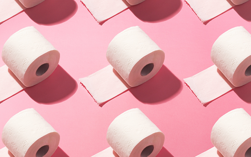 rolled tissues with pink background