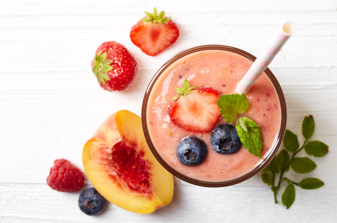 Glass of fruit and berry smoothie