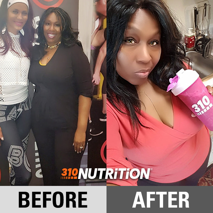 before-and-after weight loss transformation of Cassie