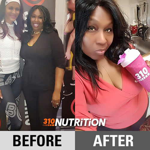 before-and-after weight loss transformation of Cassie