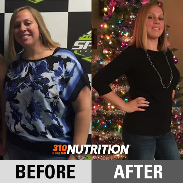 before-and-after weight loss transformation of using 310 starter kit