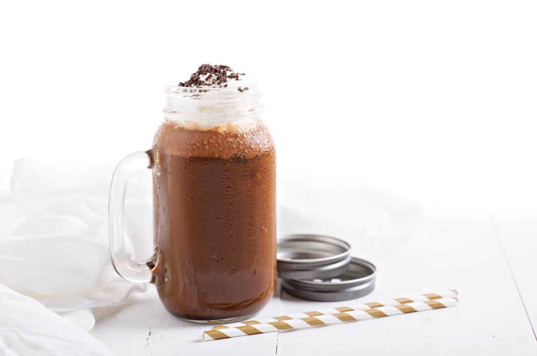 chocolate smoothies milkshake on wood background