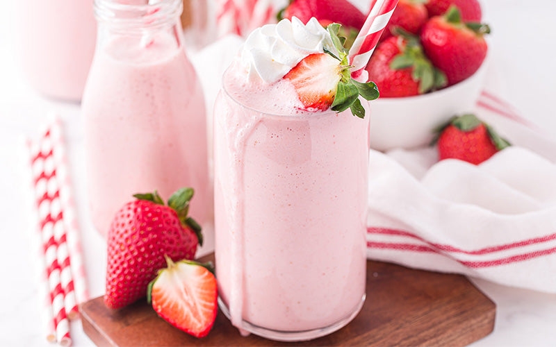 strawberries & cream shake with fresh strawberries