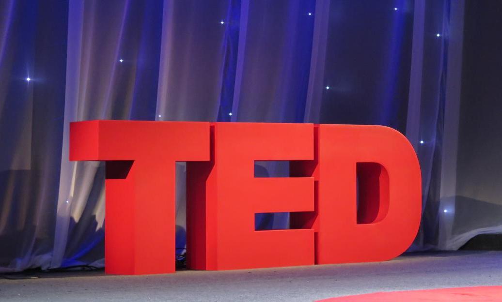 Letters TED standee at the stage