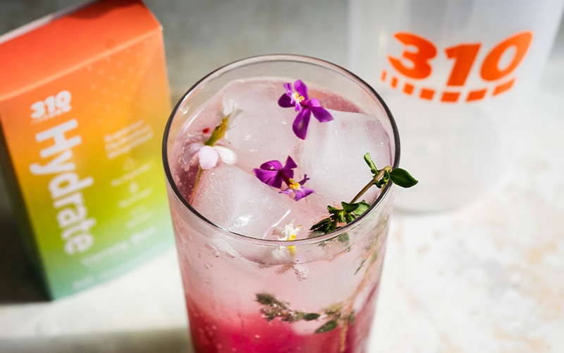 wildberry thyme mocktail and 310 hydrate