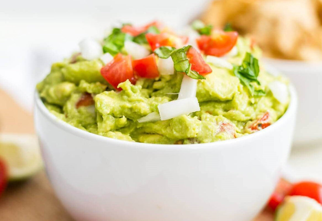 a bowl full of homemade guacamole
