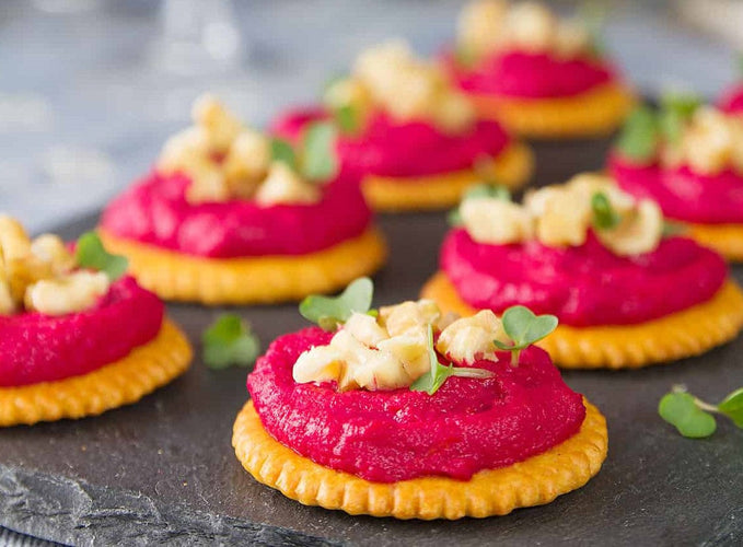 a vegan beetroot hummus