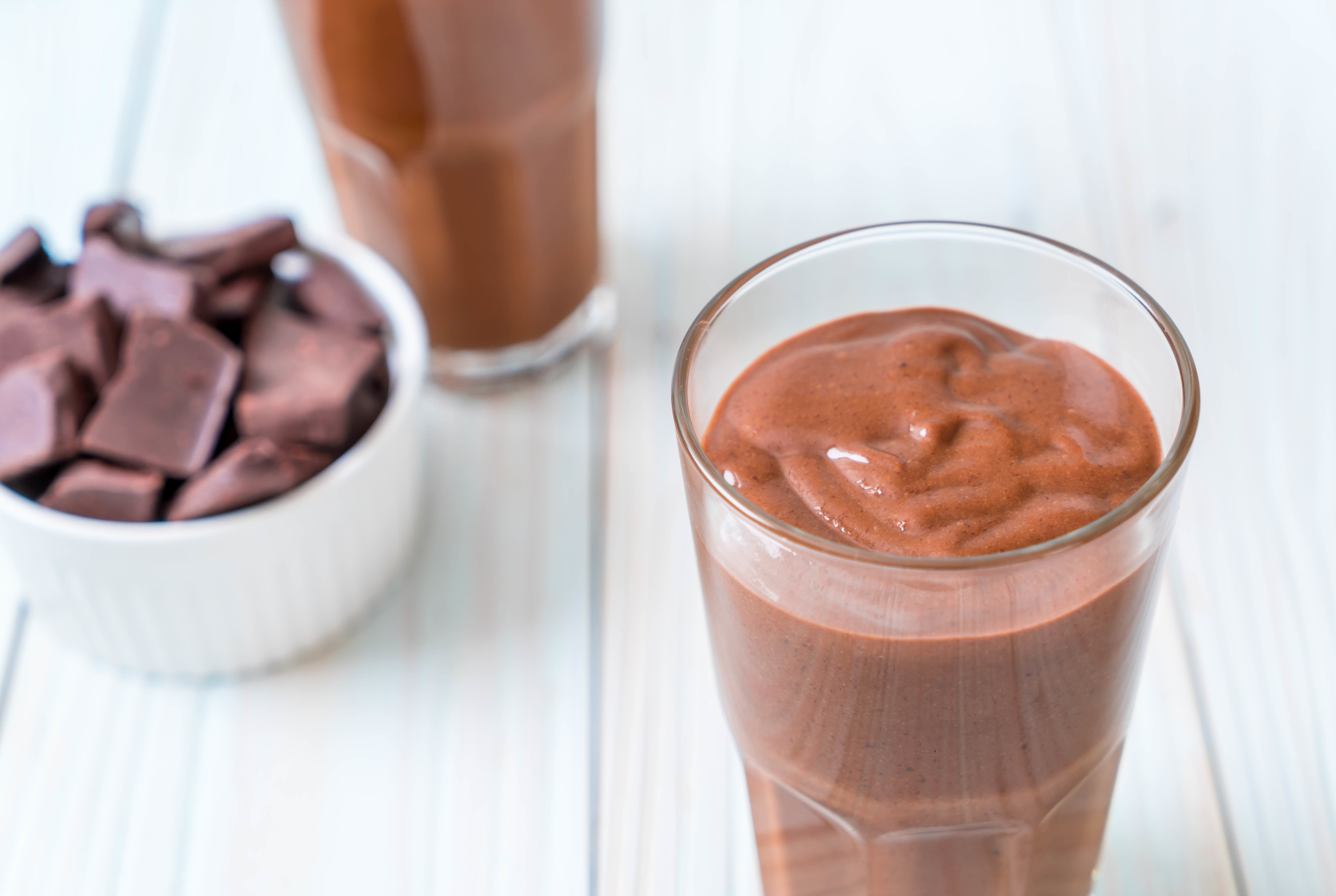 chocolate smoothies milkshake on wood background