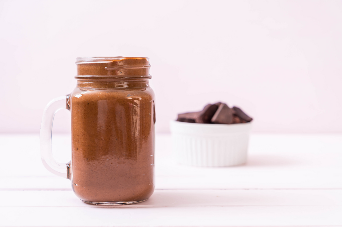chocolate smoothies milkshake on wood background