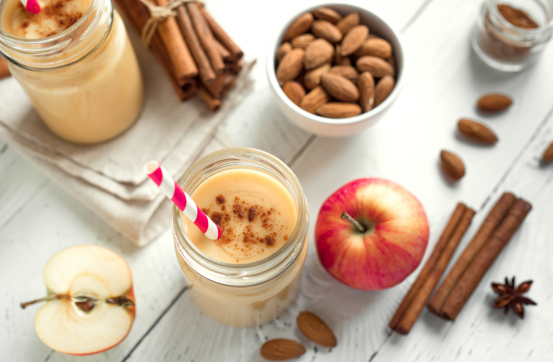 cinnamon apple protein shake with almond butter