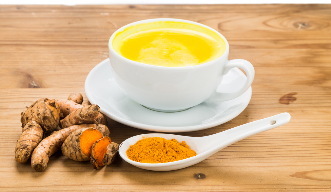 turmeric golden milk latte in a mug
