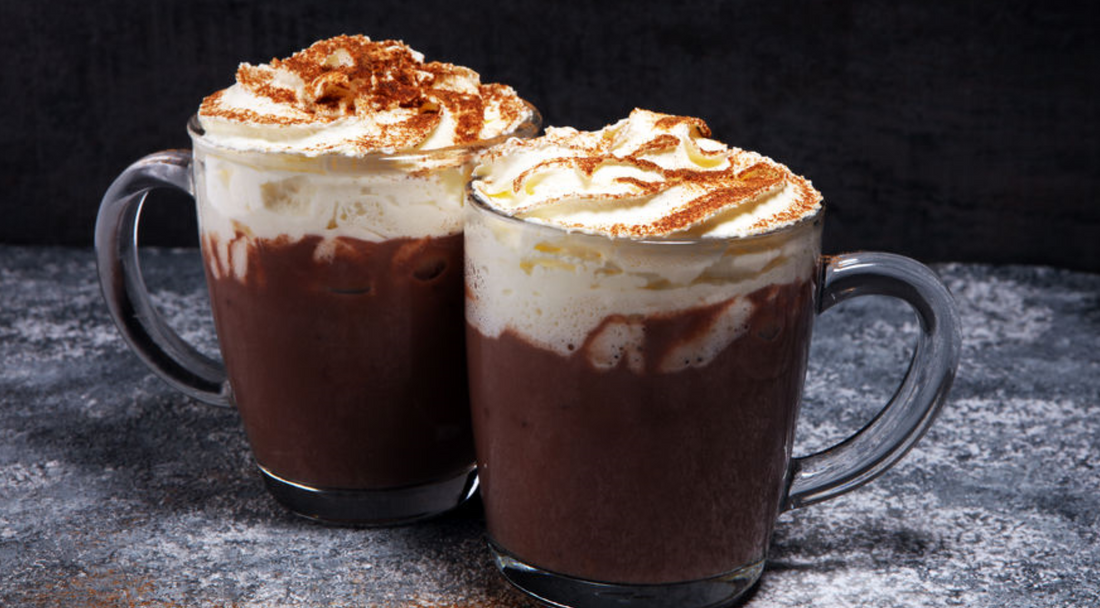 Hot chocolate cocoa with whipped cream