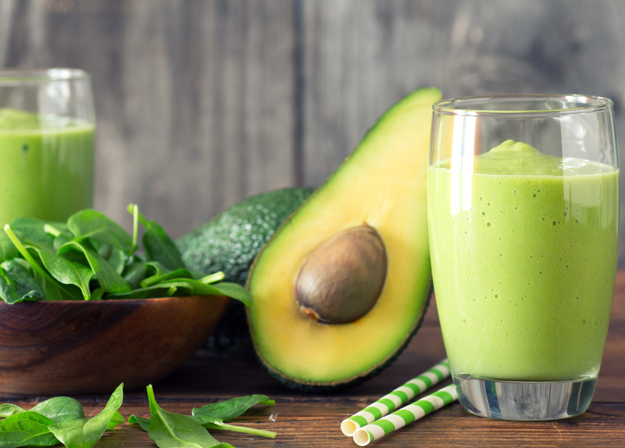 Avocado and Spinach Smoothie, Made with Fresh Avocados, Spinach 
