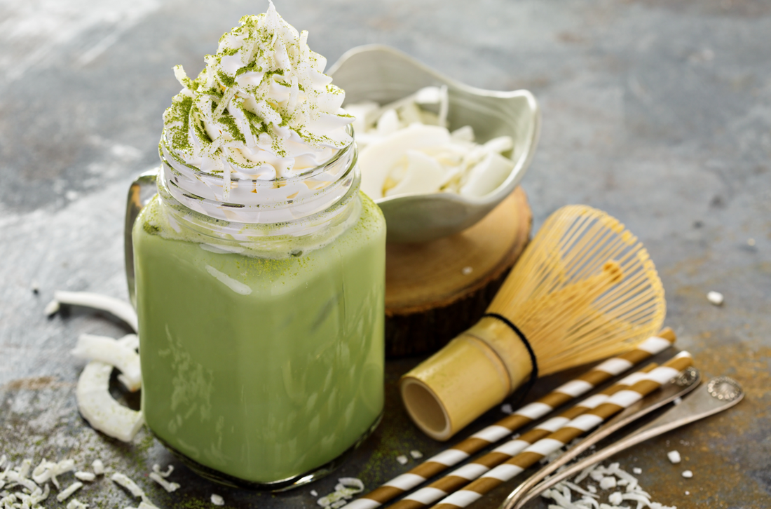 matcha green tea shake with whipped cream