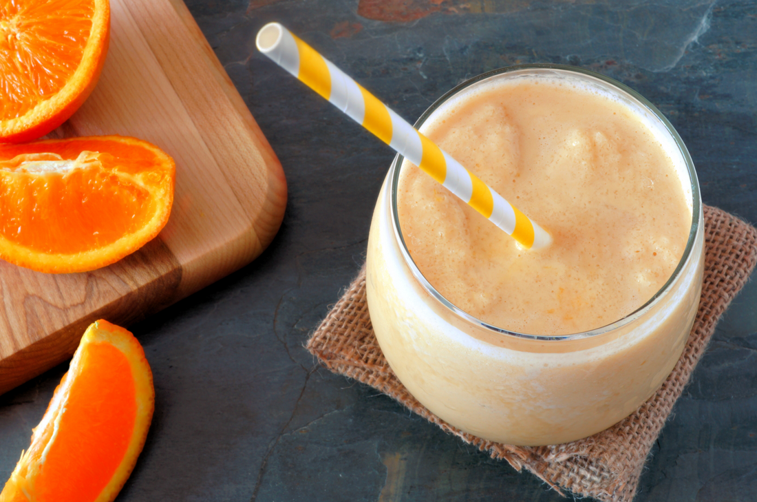 orange cream shake and sliced oranges