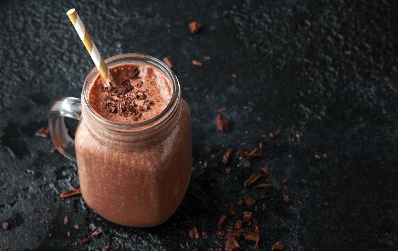 Chocolate smoothie in jars