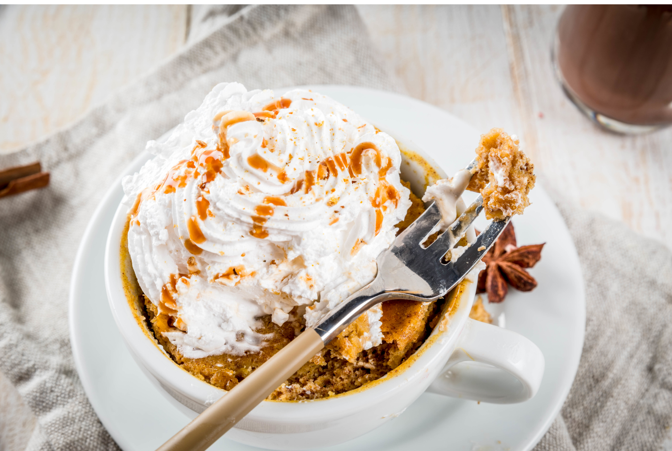 mug cake with whipped cream