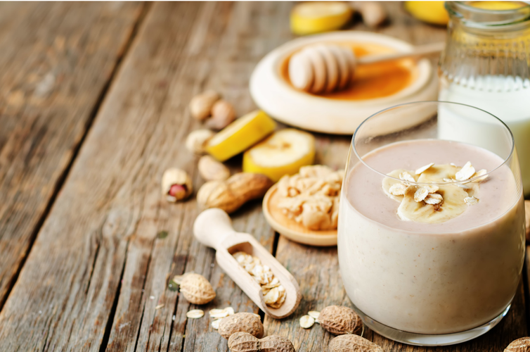 banana oat peanut butter smoothies