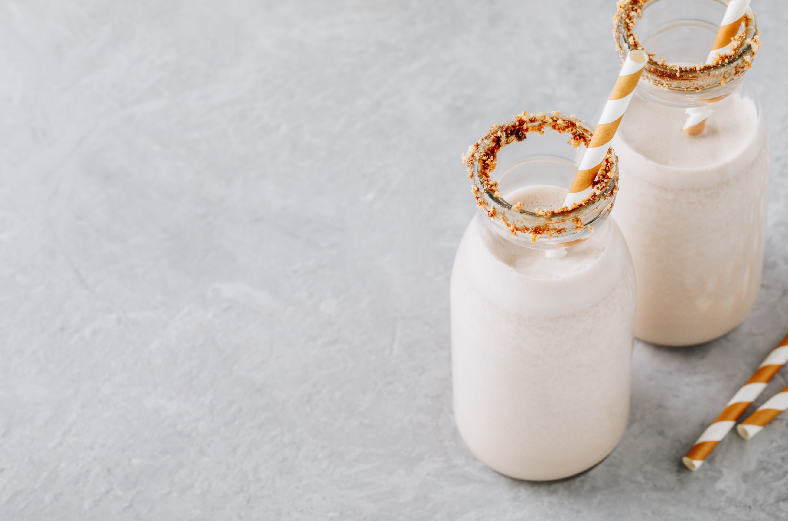 sugar cookie protein shake on grey background