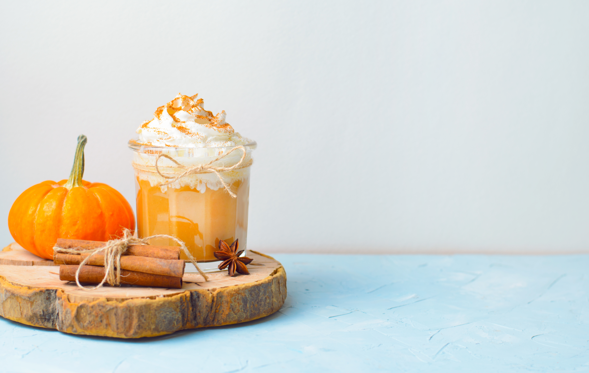 Pumpkin Spice Latte, Coffee, Milkshake or Smoothie with Whipped Cream and Cinnamon