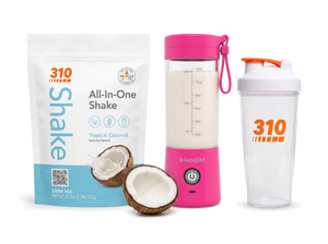 310 Blend & Go — Cookies & Cream All-In-One Shake, BlendJet 2 in Hot Pink, and 310 shaker cup
