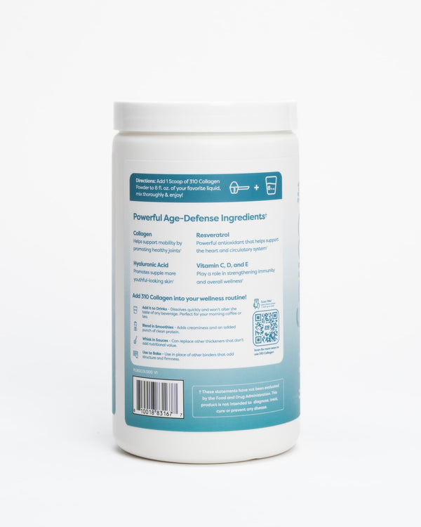 310 unflavored collagen peptides back label of the tub