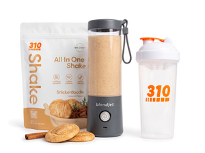 310 Blend & Go — Snickerdoodle All-In-One Shake, BlendJet 2 in Slate, and 310 shaker cup