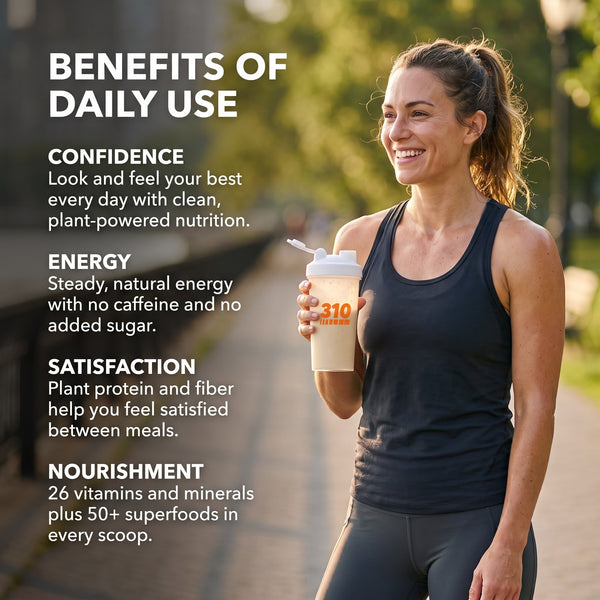 Benefits of daily use: confidence, energy, satisfaction and nourishment with 310 All-In-One Shake