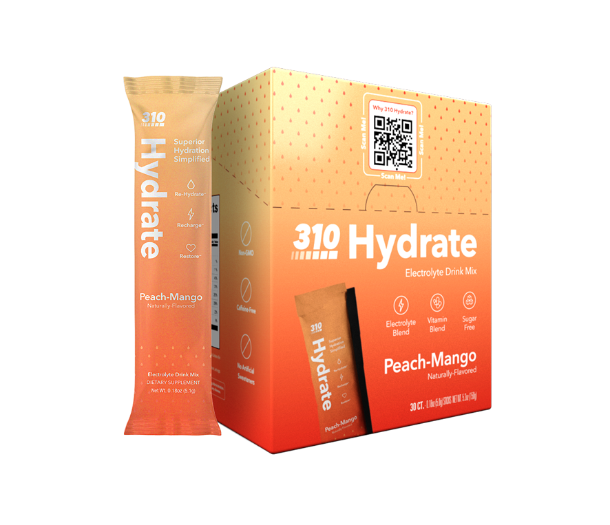 310 hydrate peach-mango electrolyte pack