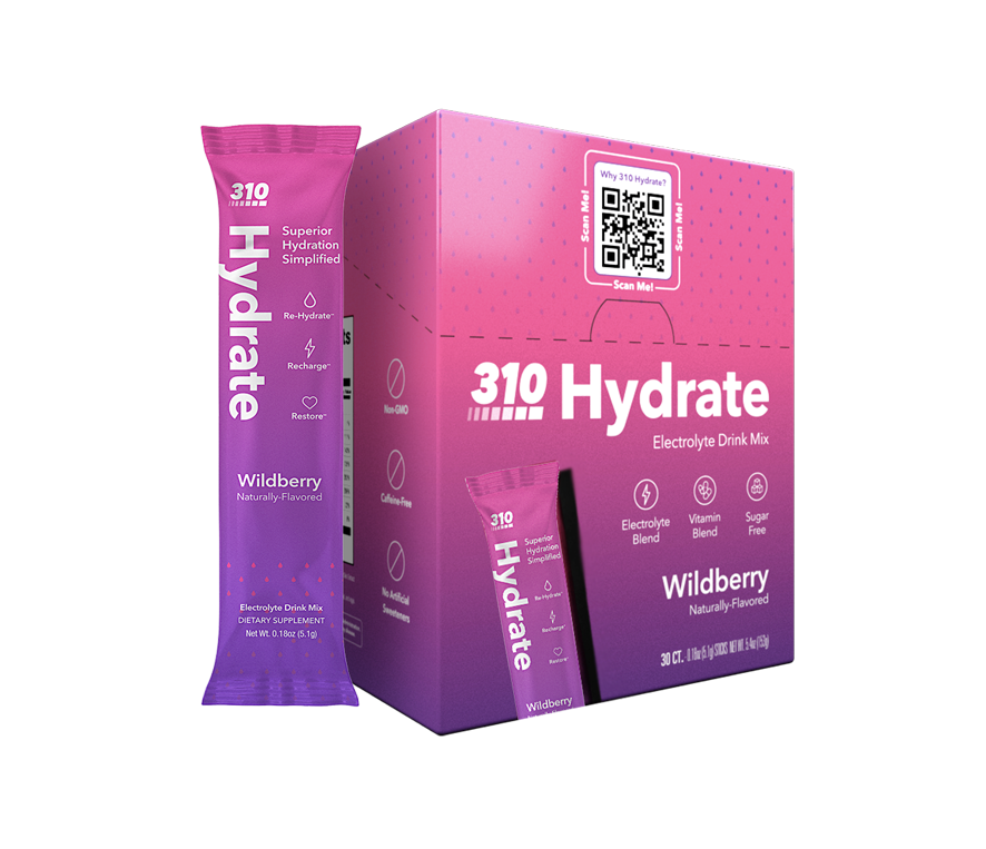 a pack of 310 hydrate wildberry electrolyte drink