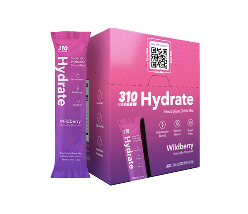a pack of 310 hydrate wildberry electrolyte drink