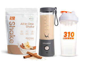 310 Blend & Go — Horchata All-In-One Shake, BlendJet 2 in Slate, and 310 shaker cup